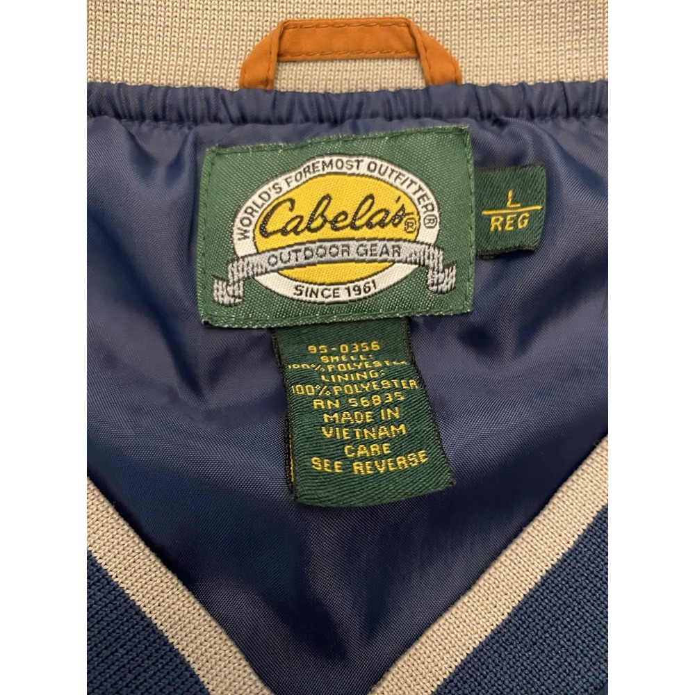 Vtg Cabelas Windcrest Mens Large Pullover Windbreaker Jacket V Neck Navy - Picture 2 of 8